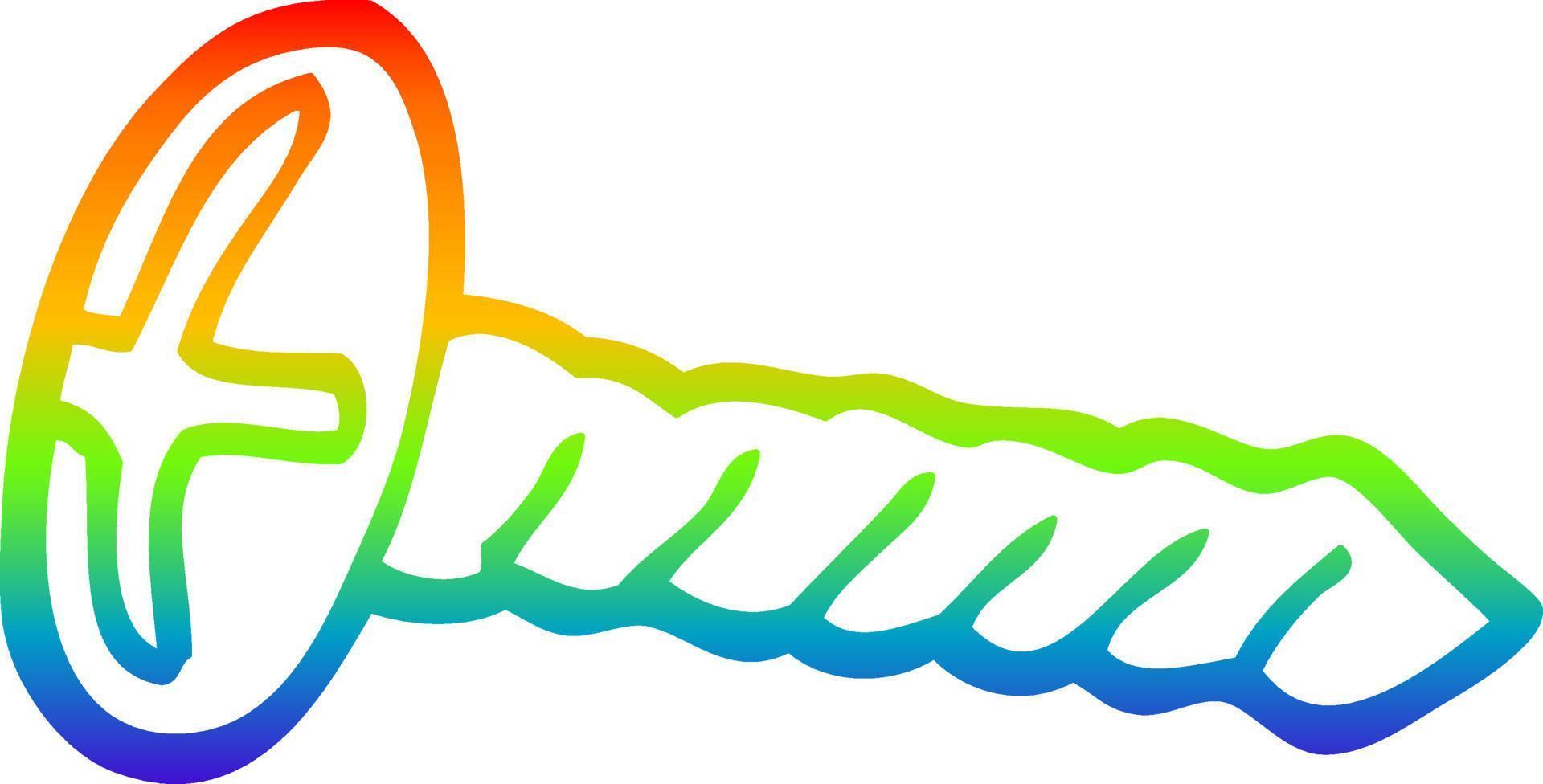 rainbow gradient line drawing cartoon metal screw vector