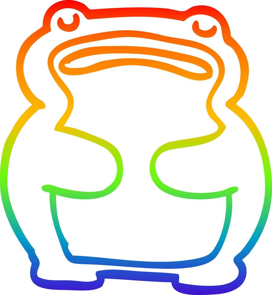 rainbow gradient line drawing cartoon frog vector