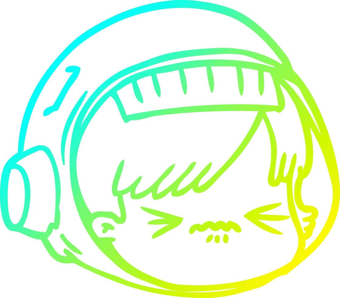 cold gradient line drawing cartoon stressed astronaut face vector