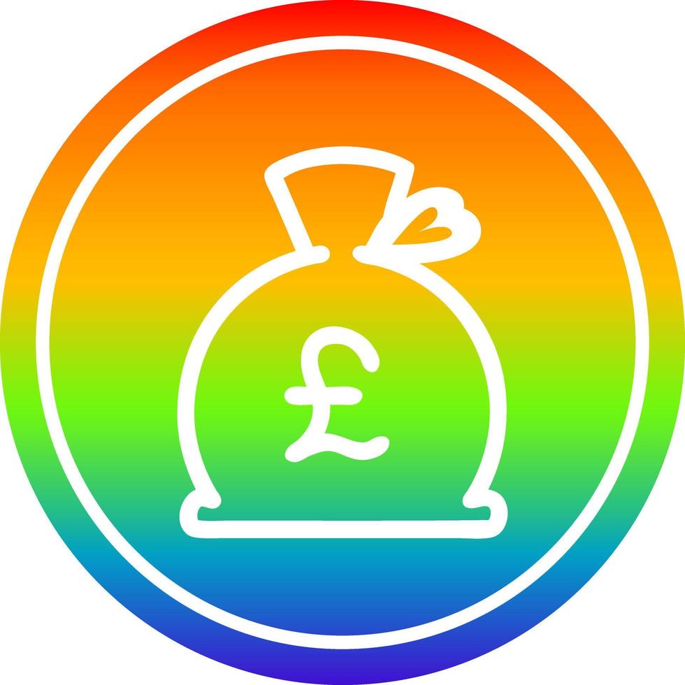 saco de dinero circular en el espectro del arco iris vector