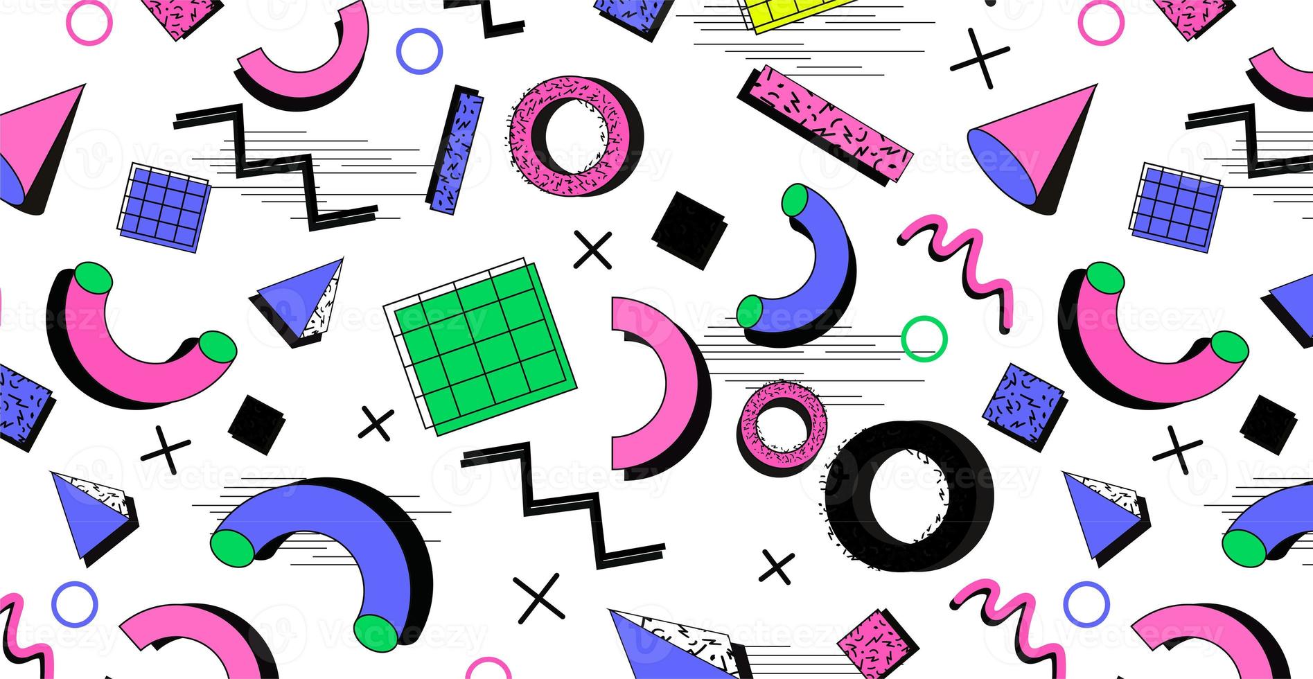 Memphis background, 80s-90s style patterns. Memphis fashion style. Colorful geometric pattern photo