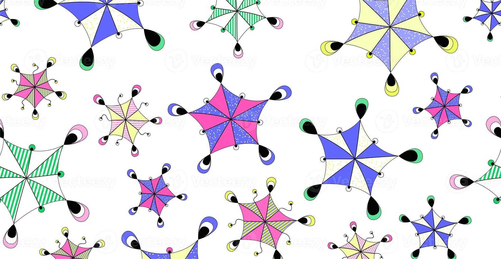 Abstract cartoon doodle background. Funny geometric figures similar to umbrellas. photo