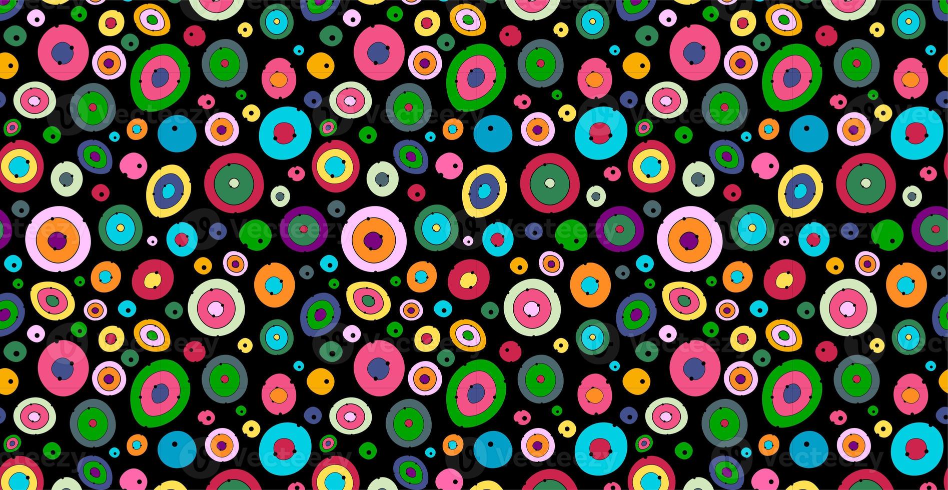 Pattern with multicolored circles. Cartoon doodles. Geometric shapes. photo