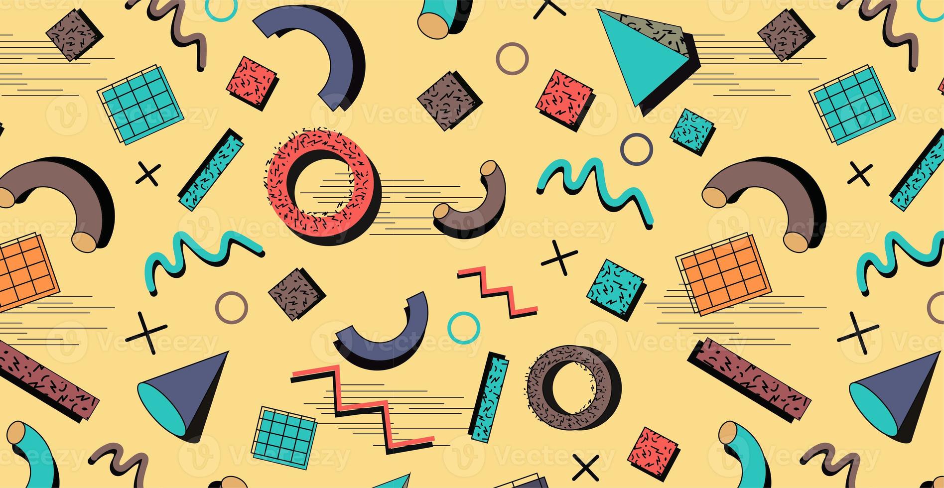Memphis background, 80s-90s style patterns. Memphis fashion style. Colorful geometric pattern photo