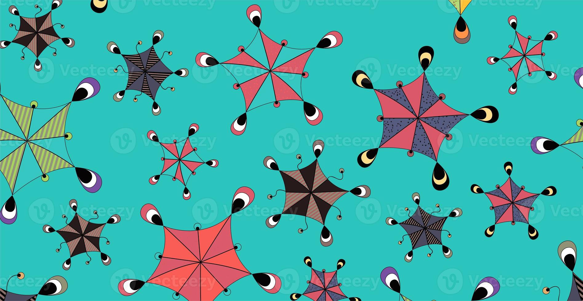 Abstract cartoon doodle background. Funny geometric figures similar to umbrellas. photo