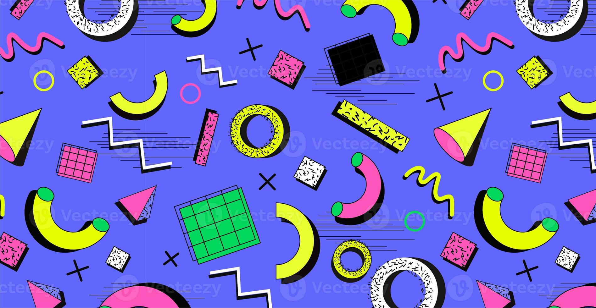 Memphis background, 80s-90s style patterns. Memphis fashion style. Colorful geometric pattern photo