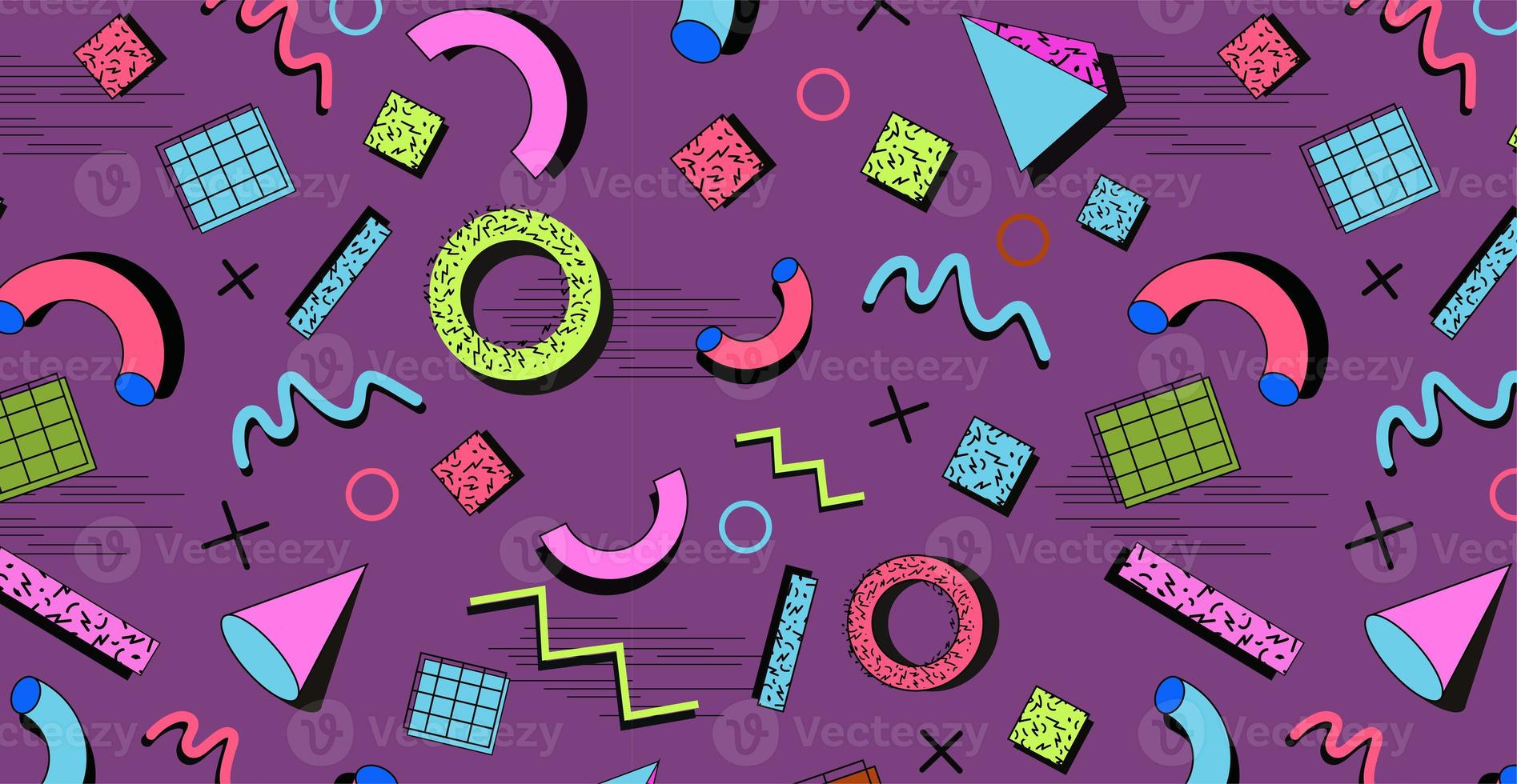 Memphis background, 80s-90s style patterns. Memphis fashion style. Colorful geometric pattern photo