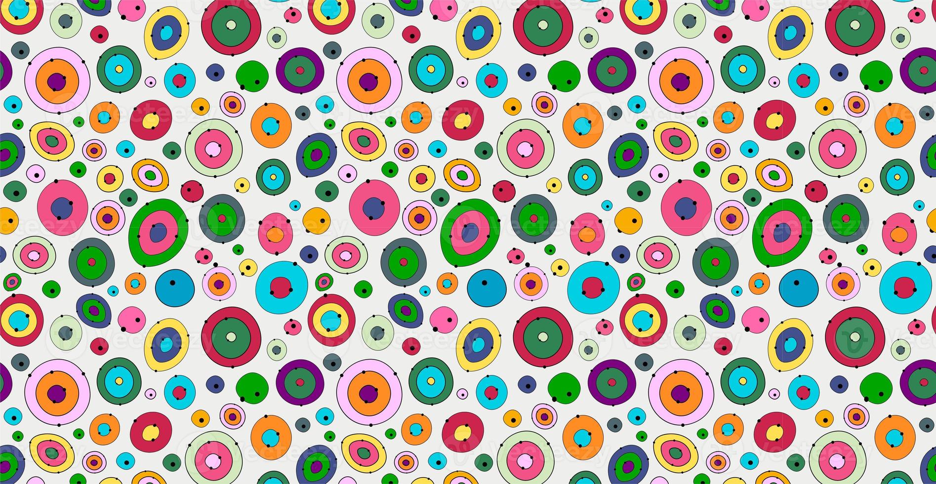 Pattern with multicolored circles. Cartoon doodles. Geometric shapes. photo