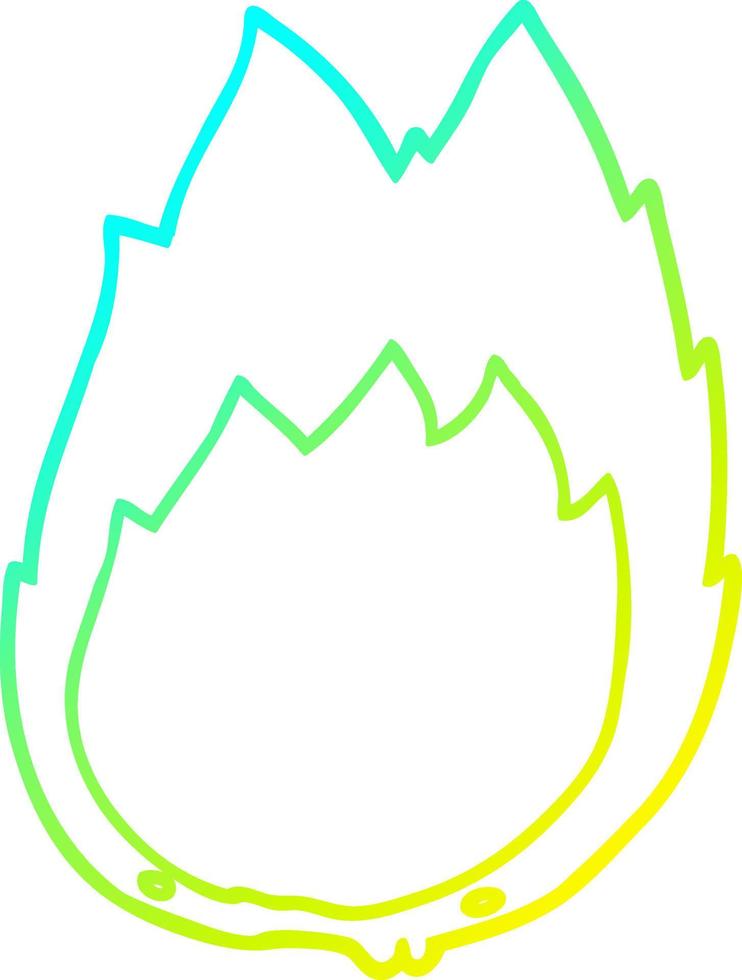 cold gradient line drawing cartoon flames vector