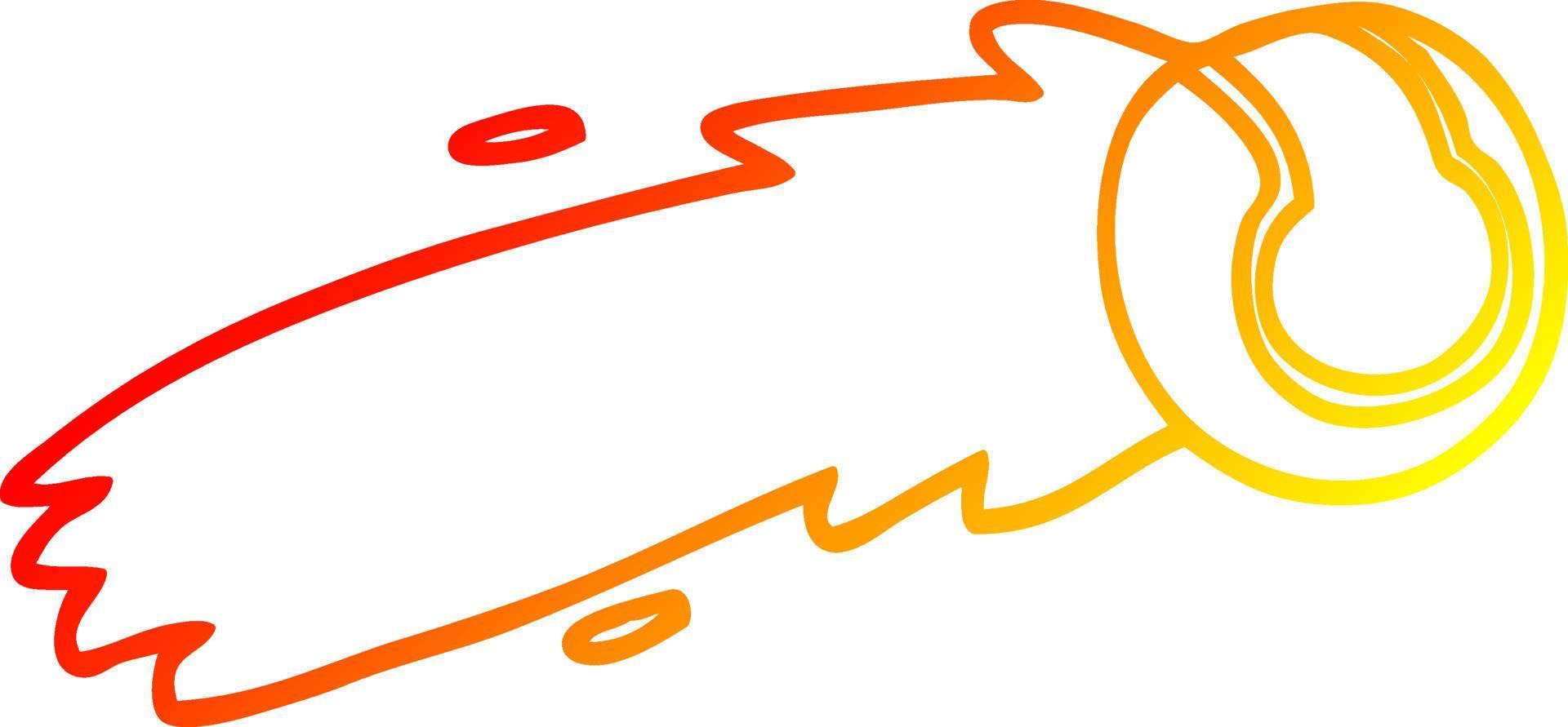 línea de gradiente caliente dibujo dibujos animados pelota de tenis voladora vector