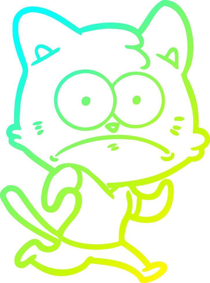 cold gradient line drawing cartoon nervous cat vector