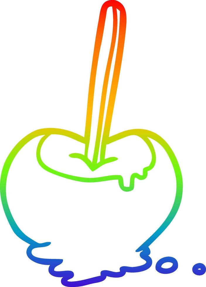 dibujo de línea de degradado de arco iris manzana de caramelo vector