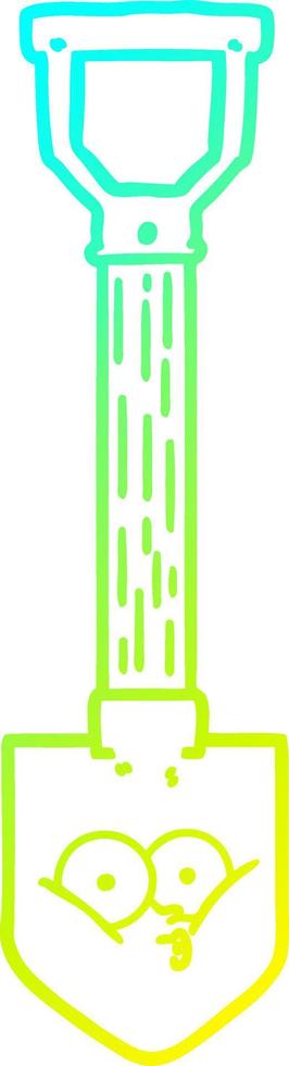 cold gradient line drawing cartoon shovel vector