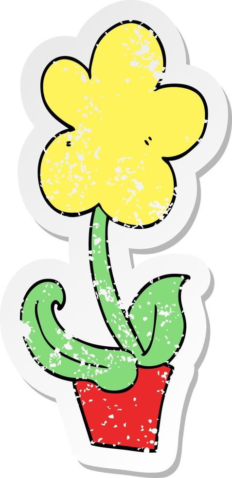 distressed sticker of a cute cartoon flower vector