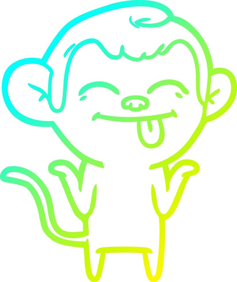 cold gradient line drawing funny cartoon monkey vector