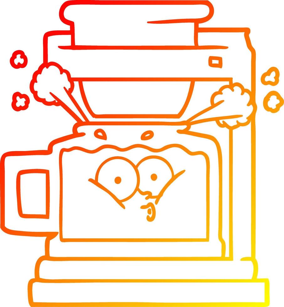 warm gradient line drawing steaming hot coffee pot vector