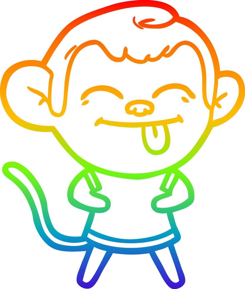 mono de dibujos animados divertido de dibujo de línea de gradiente de arco iris vector