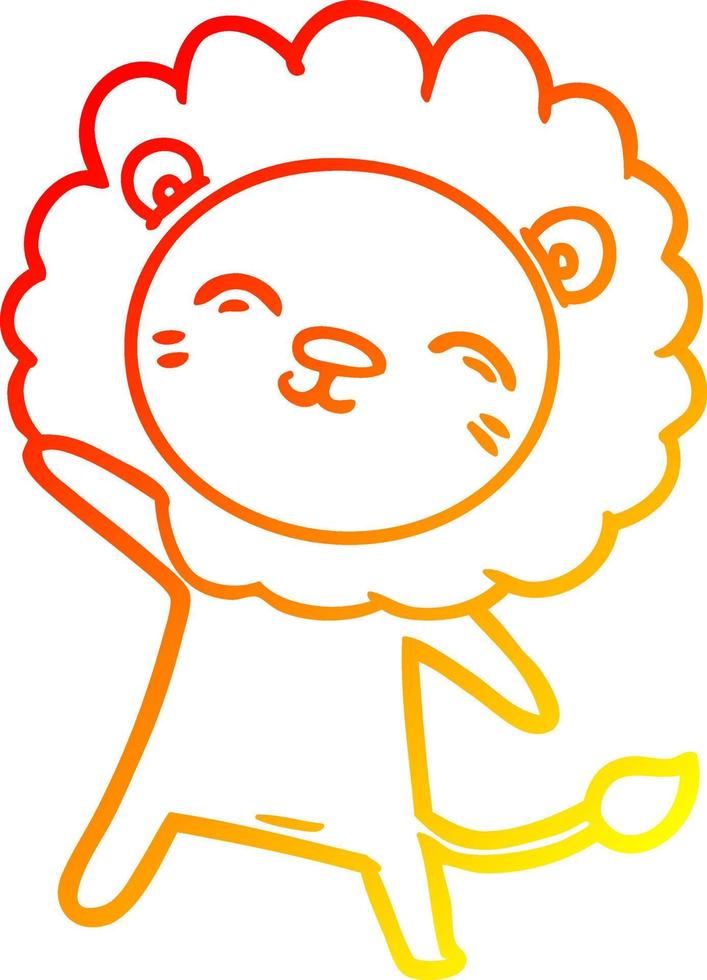 warm gradient line drawing cartoon lion vector