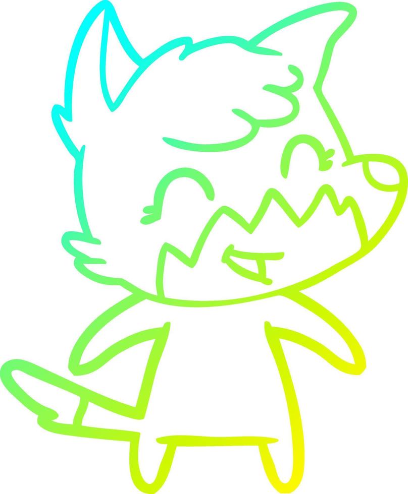 cold gradient line drawing happy cartoon fox vector