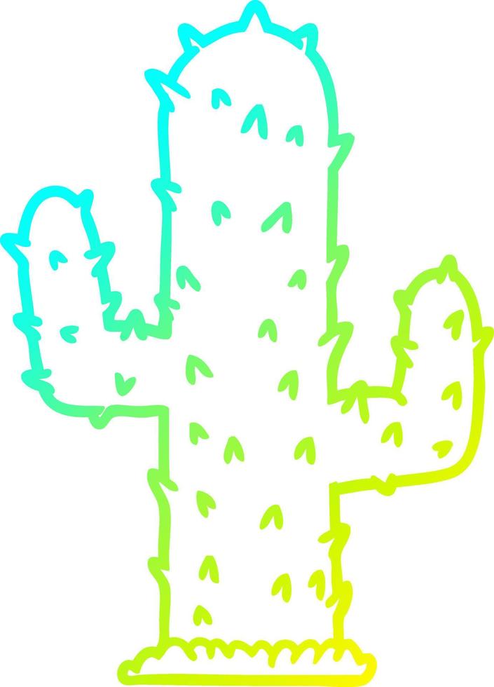 cold gradient line drawing cartoon cactus vector