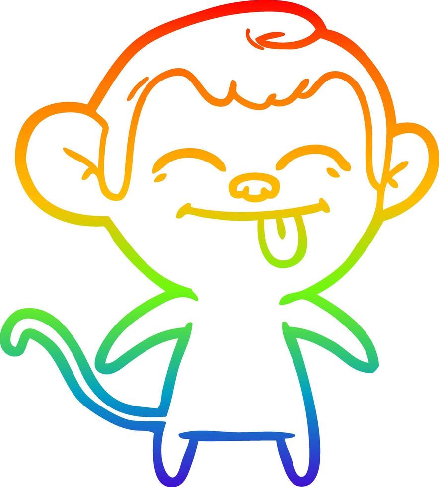 rainbow gradient line drawing funny cartoon monkey vector