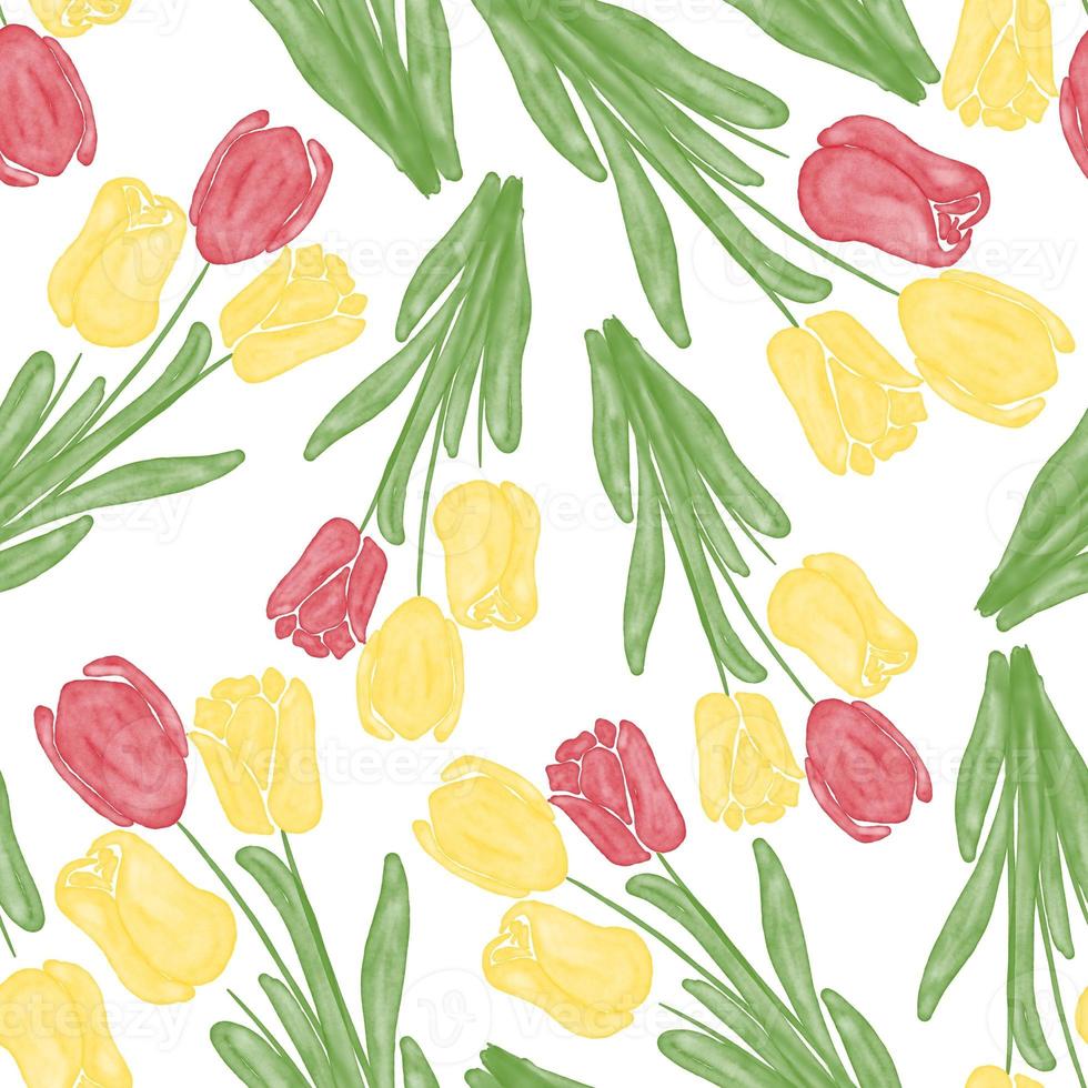 Tulip watercolor pattern seamless photo