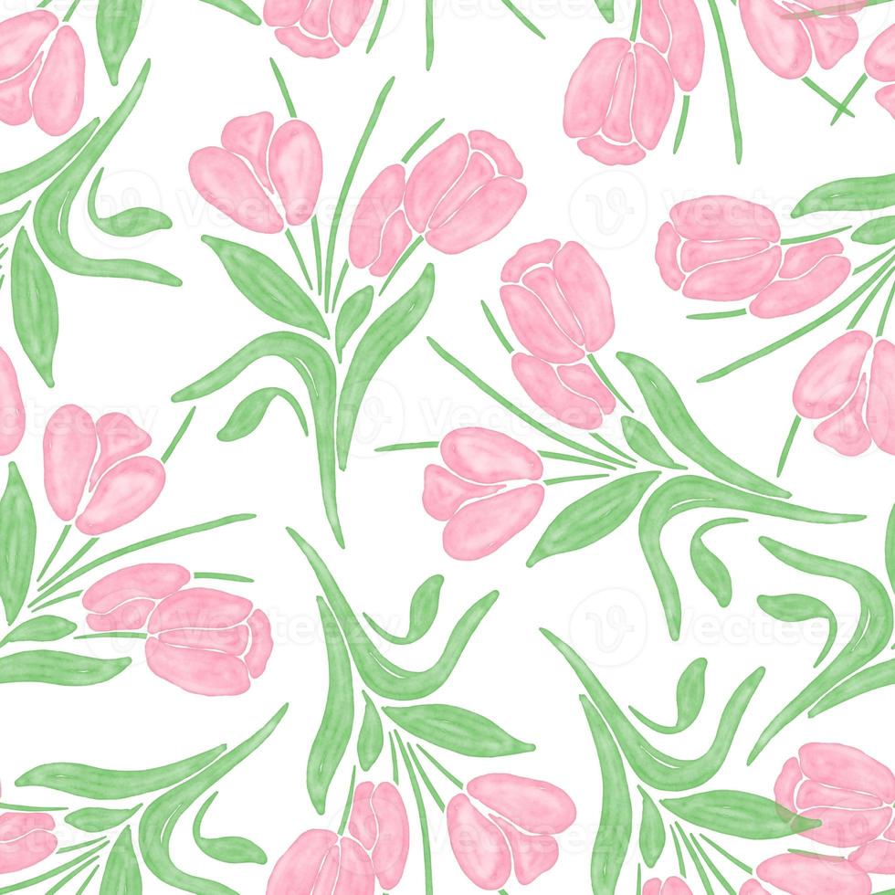Tulip watercolor pattern seamless photo