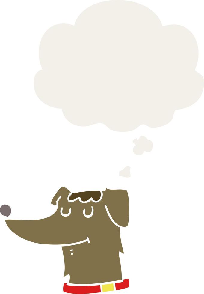 cartoon dog and thought bubble in retro style vector