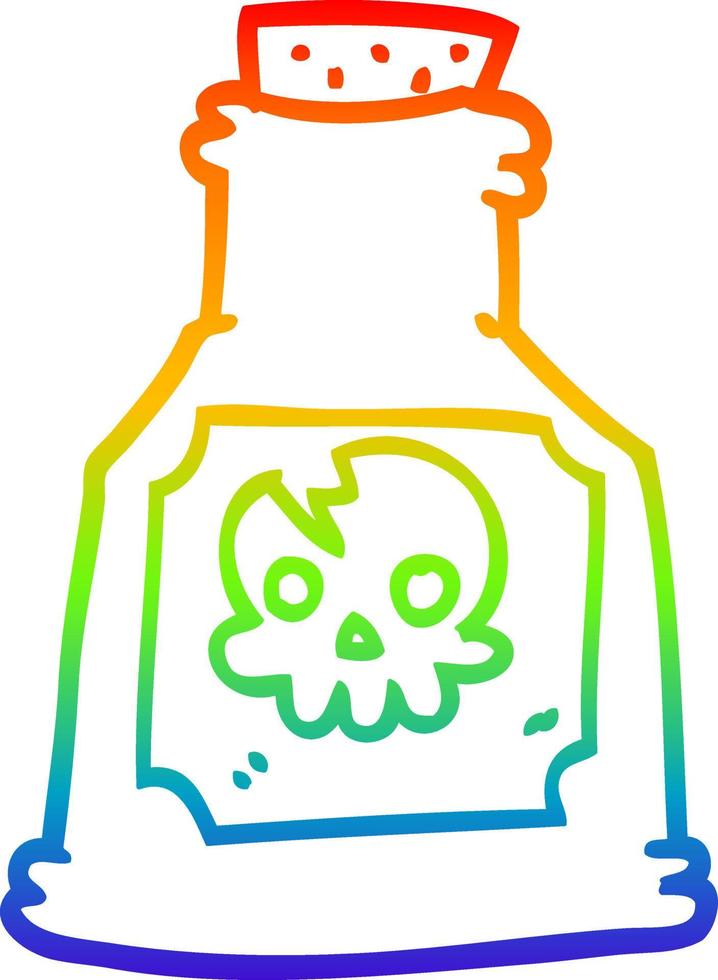 rainbow gradient line drawing cartoon poison bottle vector