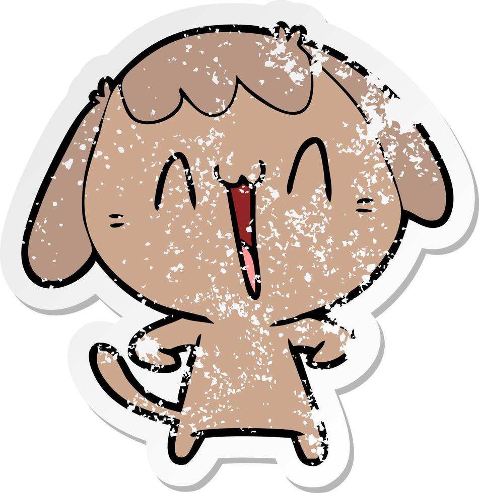 distressed sticker of a cute cartoon dog vector