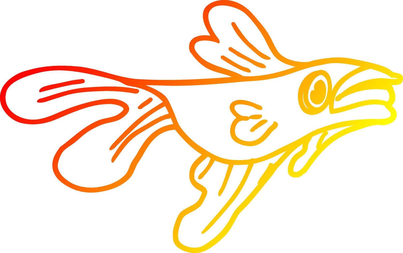 warm gradient line drawing cartoon fighting fish vector