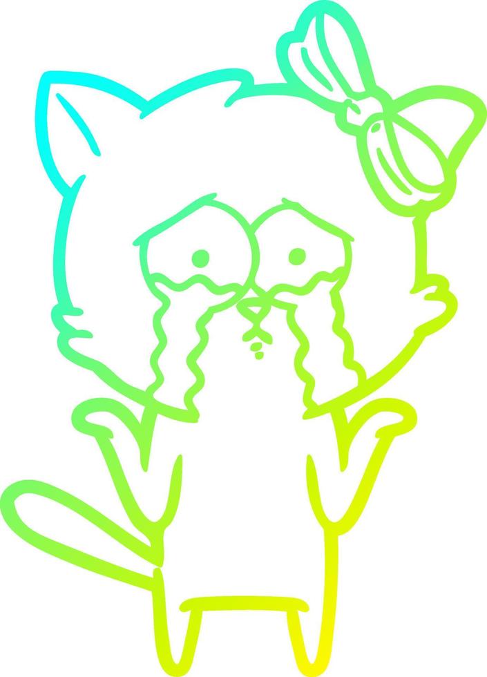 cold gradient line drawing cartoon cat vector