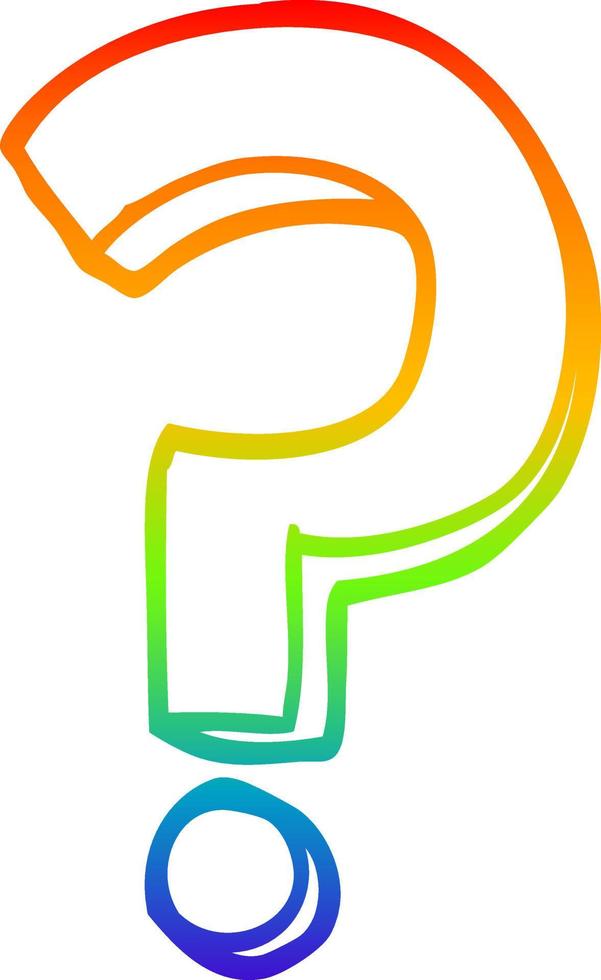 rainbow gradient line drawing cartoon question mark vector