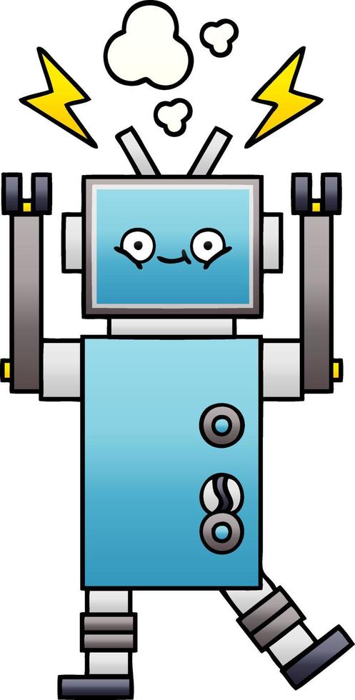 robot de baile de dibujos animados sombreado degradado vector