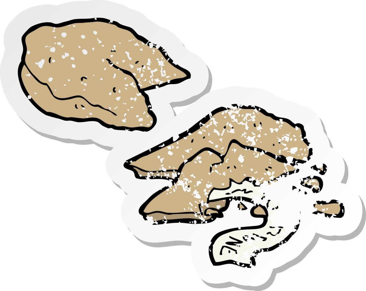 distressed sticker of a cartoon fortune cookies vector