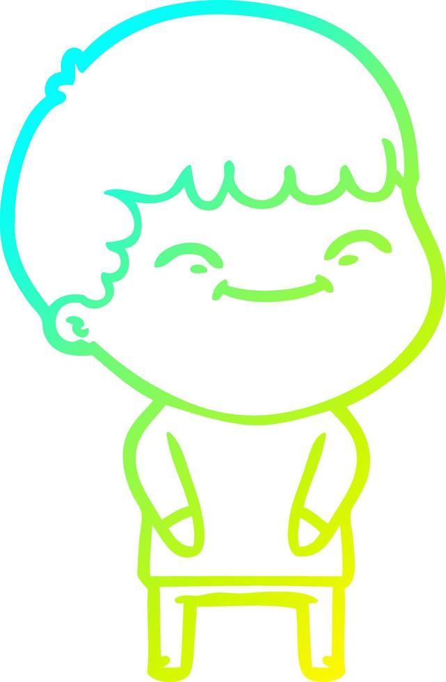 cold gradient line drawing cartoon happy boy vector