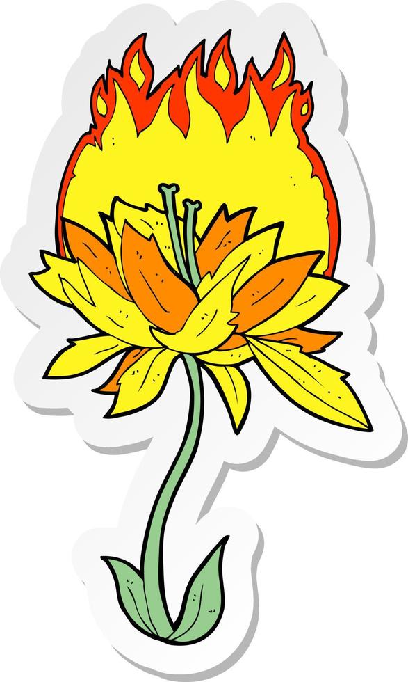 sticker of a cartoon burning flower vector