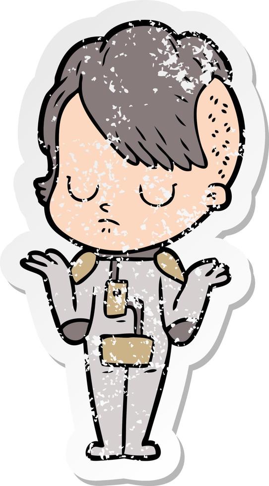 distressed sticker of a cartoon woman vector