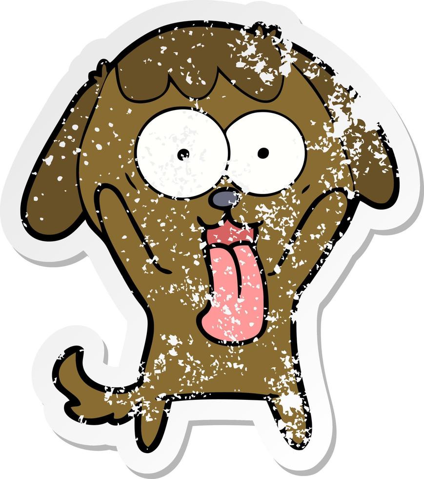 distressed sticker of a cute cartoon dog vector