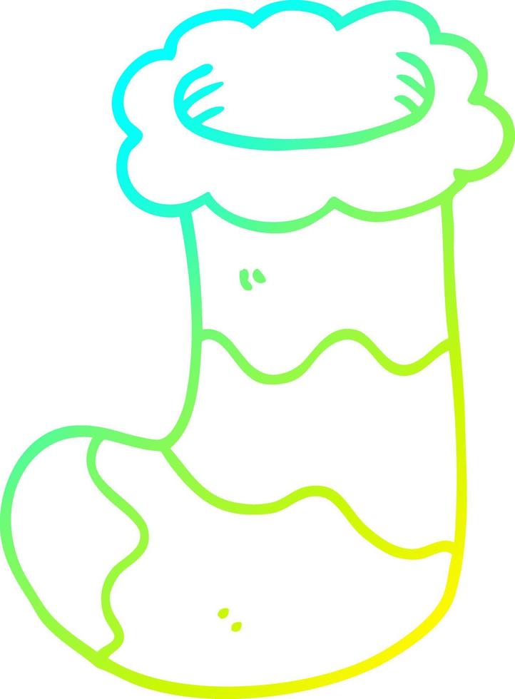 cold gradient line drawing cartoon christmas stocking vector