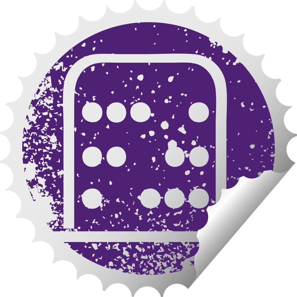 distressed circular peeling sticker symbol maths abacus vector
