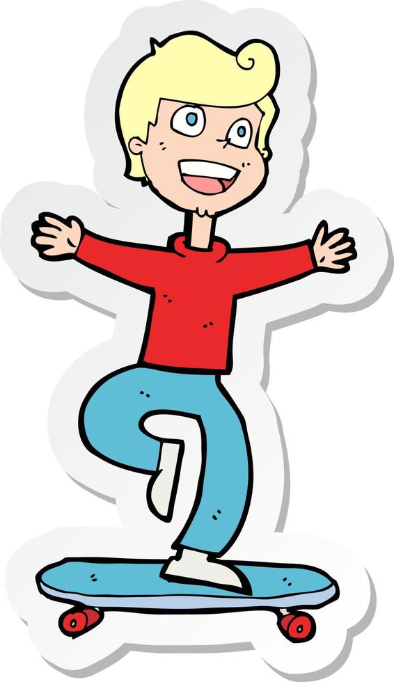 sticker of a cartoon skater boy vector