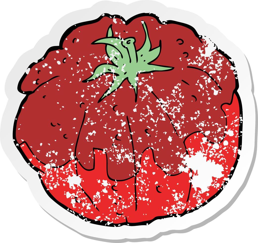 retro distressed sticker of a cartoon tomato vector