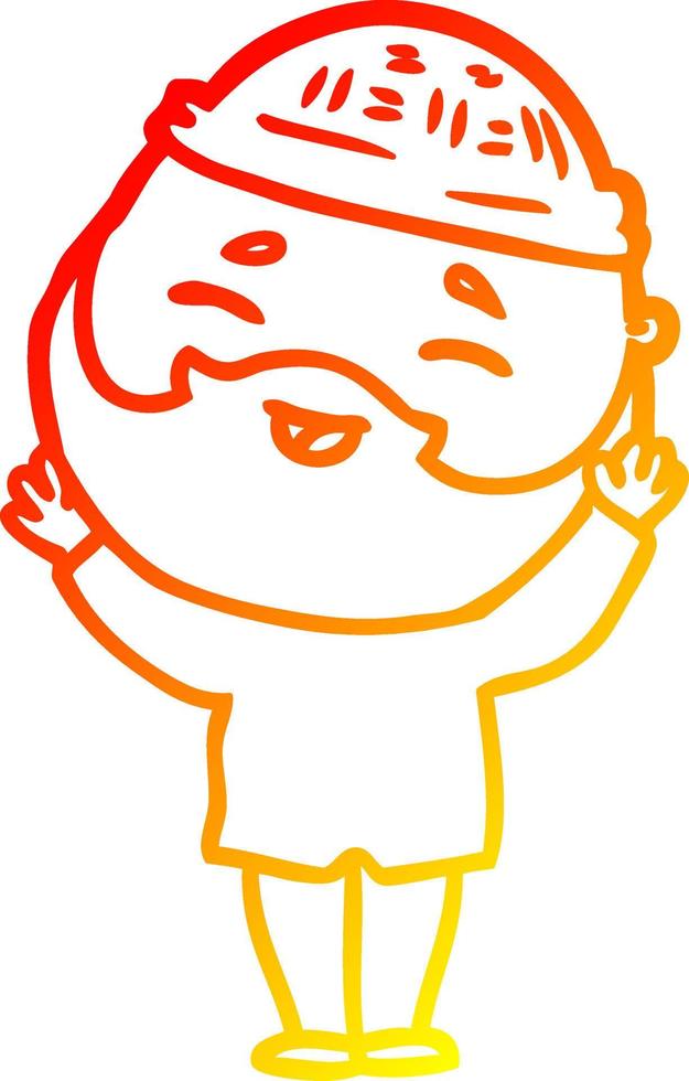 warm gradient line drawing cartoon happy bearded man vector
