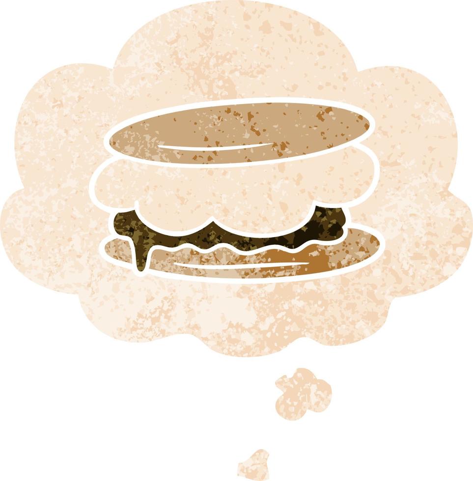 smore cartoon and thought bubble in retro textured style vector