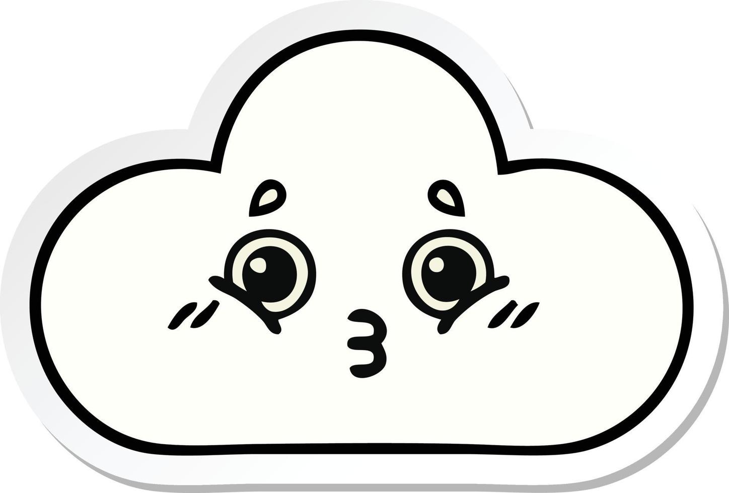 sticker of a cute cartoon cloud vector