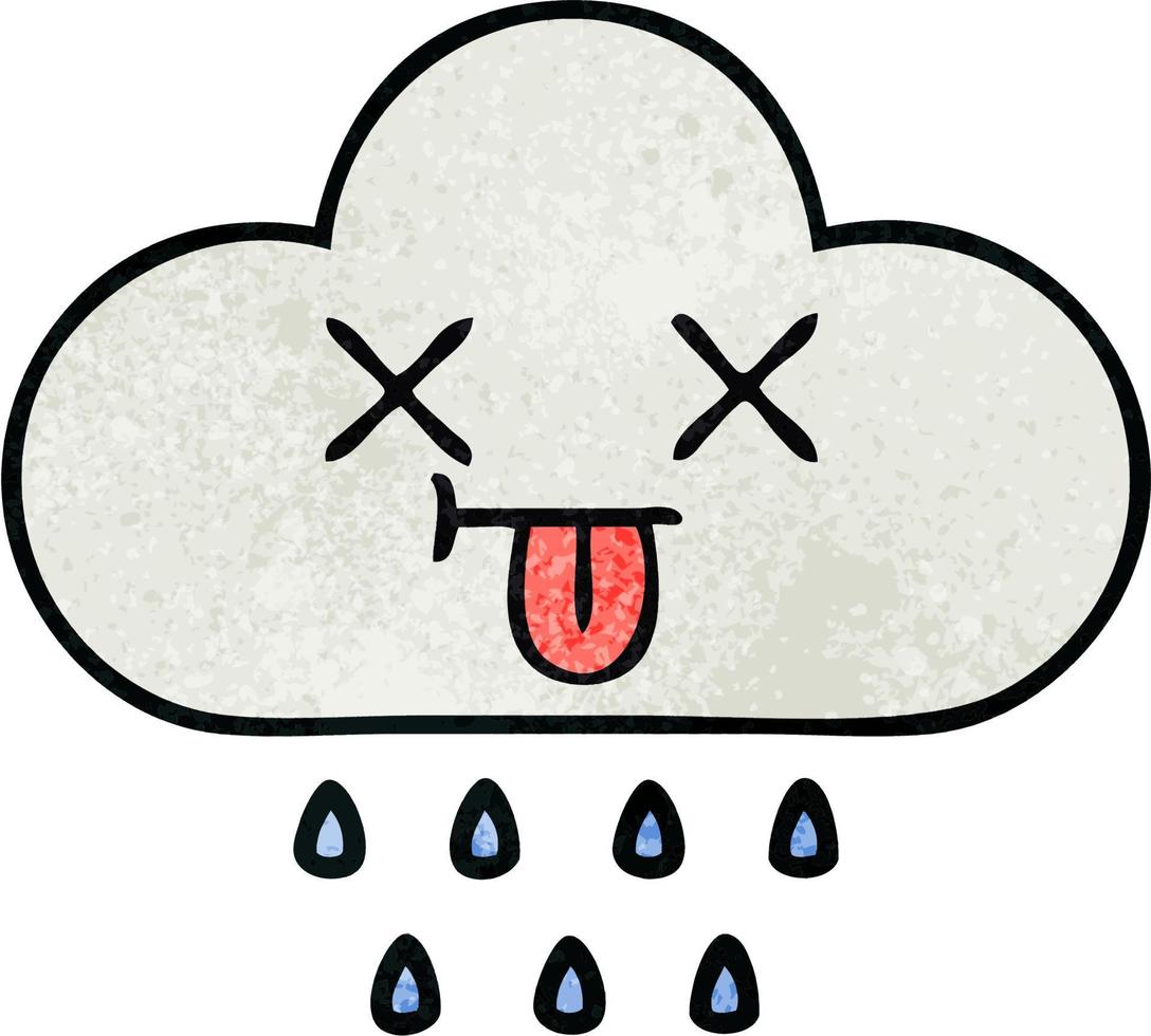 retro grunge texture cartoon rain cloud vector