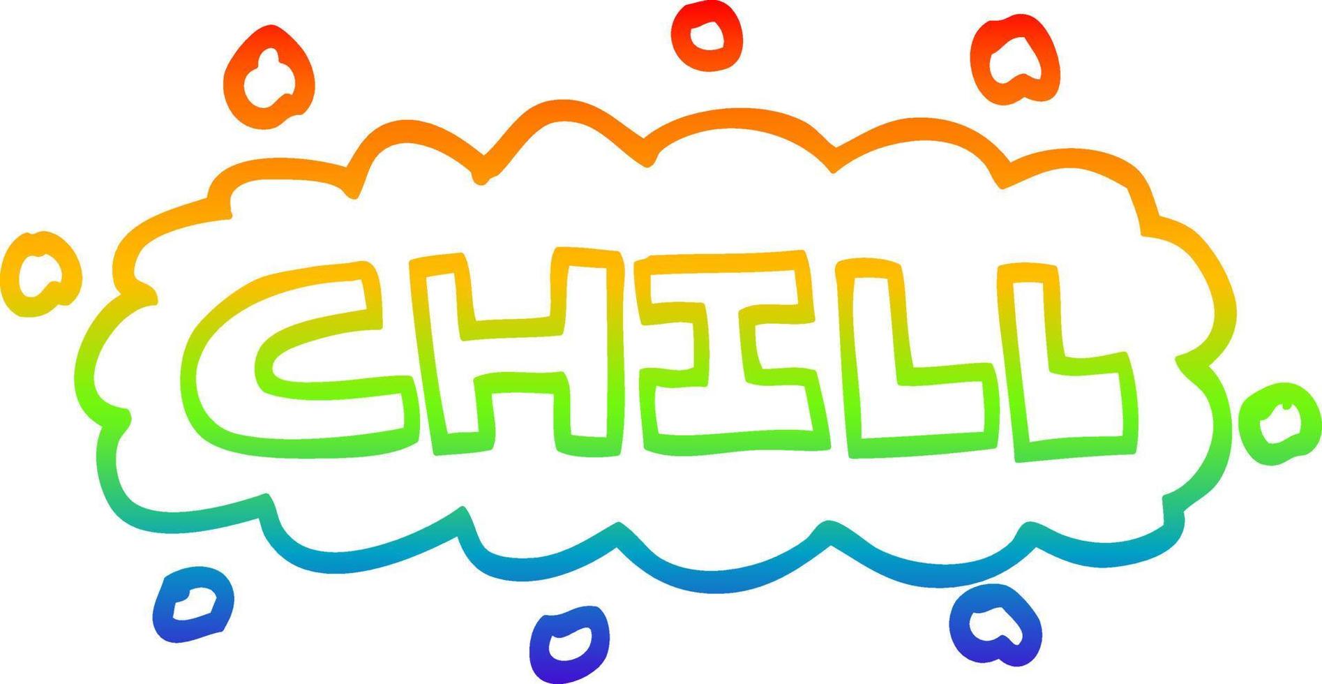 rainbow gradient line drawing cartoon chill sign vector