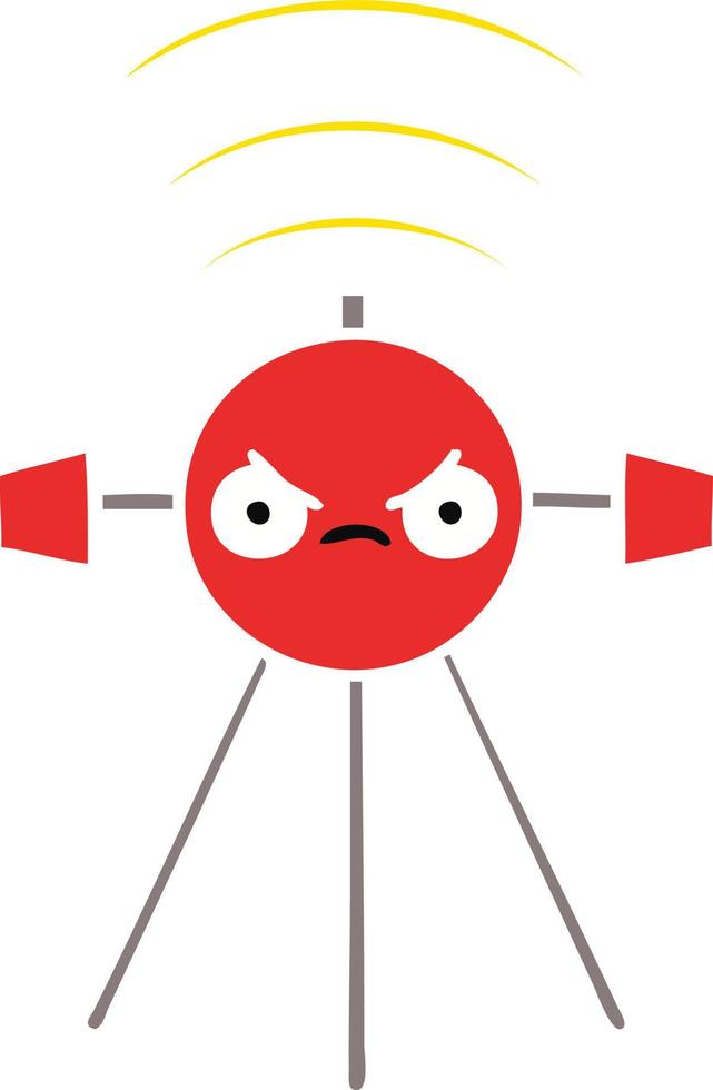 flat color retro cartoon satellite vector