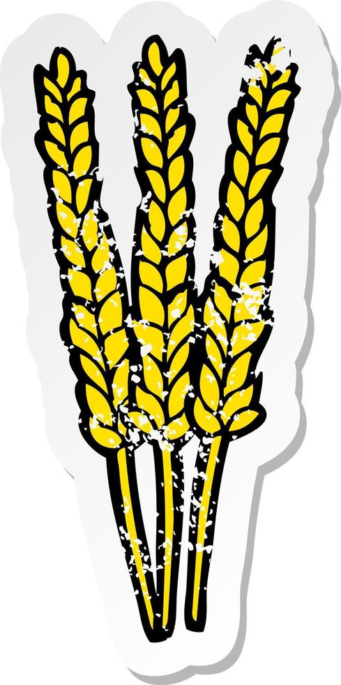 retro distressed sticker of a cartoon corn vector